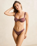 Rhythm Dotti Hi Cut Pant in Cafe brown bikini swimsuit bottoms side profile view highlighting the comfortable high rise hip strap construction and clean leg openings, sold by Point Break Cambridge local family surf shop at 63 Duke street.