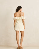 Rhythm Gigi Dress in Cream white back view showing the premium shoulder strap alignment and smooth continuous solid fabric drape, sold by Point Break Cambridge local family surf shop at 63 Duke street.
