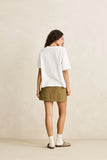 Back view of the ladies Rhythm Mila raglan tee displaying the relaxed, uncompromised body length and clean shoulder line.