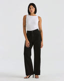 Front full-length view of the women's Riders Hi Wide jeans in Washed Black showing the ultra high-rise waist.