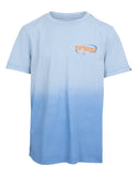 Blue gradient t-shirt with a logo on a white background. Front view of the Saint Goliath Set Boys Tee in Blue showing the classic crew neck, regular youth fit, and chest graphic print.
