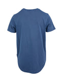 Blue t-shirt on a white background. Back view of the Saint Goliath Boys STG Essential Tee in Navy showcasing the clean shoulders and straight jersey drape.