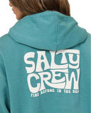 Back view of the violet Salty Crew Women's Freestyle Hoodie highlighting the clean drop-shoulder seams and smooth fleece drape. Salty Crew Womens Freestyle Hoodie - Teal