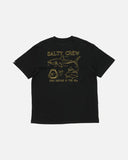 Back view of the Salty Crew Great White Boys Short Sleeve Tee in Black showcasing the large custom Great White shark graphic artwork print.