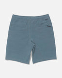 Salty Crew Boys Drifter Elastic Hybrid Short in Mid Ocean blue back view highlighting the clean straight-cut performance paneling flexible coverage lines and secure rear utility pocket architecture, sold by Point Break Cambridge local family surf shop at 63 Duke street.