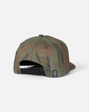 Salty Crew Coordinates Snapback Cap in Ranger green side profile view showcasing the sleek crown rise breathable embroidered ventilation eyelets and premium structured bill curve profile, sold by Point Break Cambridge local family surf shop at 63 Duke street.