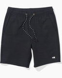 Salty Crew Drifter Boy Elastic Hybrid Shorts in Black front view showing the comfortable youth elastic waistband adjustment drawcord setup and clean casual dual side hand pocket layout, sold by Point Break Cambridge local family surf shop at 63 Duke street.