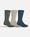 Salty Crew Fishsticks Sock 3 Pack in Multi Coloured front packaging view showing the three individual casual crew sock designs stacked neatly together with secure custom marine branding band wraps, sold by Point Break Cambridge local family surf shop at 63 Duke street.