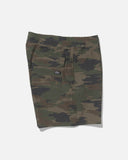 Salty Crew Mens Crew Volley 17 in Ranger green side profile view showcasing the sleek side seam construction flexible split leg hemline rise and comfortable relaxed upper hip fit, sold by Point Break Cambridge local family surf shop at 63 Duke street.