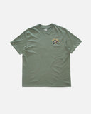 Salty Crew Mens Trout Classic Short Sleeve Tee in Laurel Wreath green front view showing the comfortable relaxed crewneck t-shirt silhouette and small custom trout chest screen print logo, sold by Point Break Cambridge local family surf shop at 63 Duke street.