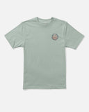 Salty Crew Tentacles Boys Short Sleeve Tee in Aqua Grey front view showing the comfortable ribbed crew neck short sleeve layout and clean screen printed chest graphic logo artwork, sold by Point Break Cambridge local family surf shop at 63 Duke street.
