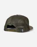 Salty Crew Yellow Tailed Trucker Cap in Agave green back view highlighting the breathable premium mesh rear paneling classic adjustable plastic snap closure open architecture and clean structural stitching lines, sold by Point Break Cambridge local family surf shop at 63 Duke street.