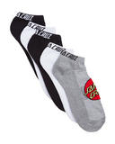 Santa Cruz Classic Dot Ankle Sock 5Pk in Black White and Grey Marle front view showing the low profile ankle line and iconic dot graphics, sold by Point Break Cambridge local family surf shop at 63 Duke street.