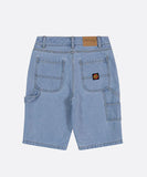 Back view of the Santa Cruz carpenter jean shorts displaying the iconic Classic Dot logo embroidery on the pocket.
