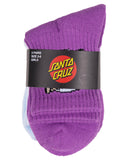 Santa Cruz Oval Dot Mid Sock 3 Pk side profile view showing the comfortable mid-length height and contoured athletic ankle support, sold by Point Break Cambridge local family surf shop at 63 Duke street.