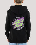 Back view of the black Santa Cruz Global Flame Dot Hoody highlighting the large vibrant flame dot graphic.