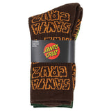 Santa Cruz Stack Repeat Crew Boys Socks 2Pk - Brown - Dark Green