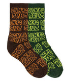 Santa Cruz Stack Repeat Crew Boys Socks 2Pk - Brown - Dark Green