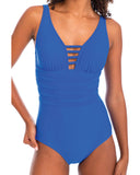 Togs Cobalt V Neck Binding One piece - Blue