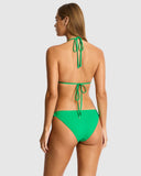Back view of the Sea Level Essentials Edit triangle top showcasing the wide convertible straps and back closure tie ups. Halter neck tie bikini.