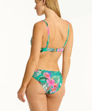 Back view of the Sea Level Pacifico Regular Cheeky Pant in Evergreen highlighting the modern cheeky seat coverage and clean waist seam.