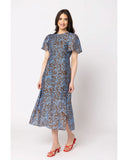 Seeking Lola Angel Dress in Choc Mistique side profile view highlighting the comfortable mid rise height clean outseam stitching paneling and functional deep fluid drape patterned design lines, sold by Point Break Cambridge local family surf shop at 63 Duke street.