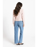 Seeking Lola Audrey Blazer in Marshmallow cream back view showing the structured shoulder lines and relaxed fall, sold by Point Break Cambridge local family surf shop at 63 Duke street.