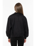 Seeking Lola Keen Jacket in Black back view showing the premium tailored fall and relaxed fit, sold by Point Break Cambridge local family surf shop at 63 Duke street.