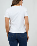 Back view of the Silent Theory Women's Regular Tee in White showcasing the clean shoulders and straight jersey drape.