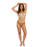 Sisstrevolution Floral Folks Reversible High Hip in Kona swimsuit bottoms front view showcasing the vibrant retro floral print layout and flattering high leg silhouette, sold by Point Break Cambridge local family surf shop at 63 Duke street.