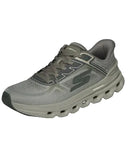 Skechers Go Run Glide-Step Arch Fit in Olive green running shoes back view showing the supportive heel counter and pull tab, sold by Point Break Cambridge local family surf shop at 63 Duke street.