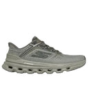 Skechers Go Run Glide-Step Arch Fit in Olive green running shoes back view showing the supportive heel counter and pull tab, sold by Point Break Cambridge local family surf shop at 63 Duke street.