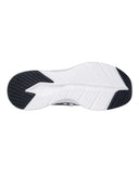 Skechers Mens Contour Foam Cozy Fit in White and Black front view showing the breathable mesh upper toe box and slip on collar, sold by Point Break Cambridge local family surf shop at 63 Duke street.