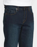 Dark blue jeans on a white background