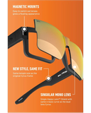 Spy Cyrus Switch Sunglasses in Matte Black front view showcasing the bold oversized square shield silhouette premium Happy Gray Green lens sleek matte black Grilamid frame and modern performance-inspired styling, sold by Point Break Cambridge local family surf shop at 63 Duke Street.