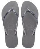 Havaianas Slim Glitter II Logo Metallic 5178 - Steel Grey