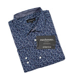 Mechmoto Stretch Leaf Print Shirt - Navy