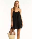 Sea Level Sunset Short Sundress - Black