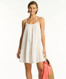 Sea Level Sunset Short Sundress - White