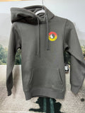 Front view of the T&C Boys Lit Up Pop Hood in Washed Charcoal showing the classic chest print and kangaroo pouch.