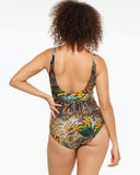 Back view of the women's Togs Zambia swimsuit displaying the lowered scoop backline and medium rear coverage.