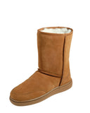 Front diagonal view of the Ugg Boot Piha Short in Walnut showcasing the premium suede exterior and clean twin-needle stitching.