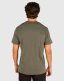 Person wearing a green t-shirt on a plain background