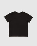 Back view of the black Unit Kids Freestyle Tee highlighting the clean shoulders and straight jersey drape.