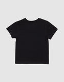 Unit Kids Bush Track Tee in Black back view showing the relaxed straight kids silhouette drape and premium shoulder-to-shoulder structural seam stitching, sold by Point Break Cambridge local family surf shop at 63 Duke street.
