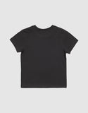 Unit Kids Tagged Tee in Washed Black back view showing the relaxed straight kids silhouette drape and premium shoulder-to-shoulder structural seam stitching, sold by Point Break Cambridge local family surf shop at 63 Duke street.
