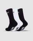 Unit Mens Cotton Crew Socks 3Pk in Multi colour assortment back view showing the supportive ribbed leg paneling construction and uniform premium seamless fit, sold by Point Break Cambridge local family surf shop at 63 Duke street.