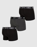 Unit Mens Cotton Short Trunk Underwear 3Pk in Black back view showing the seamless smooth seat construction and premium continuous stretch panels, sold by Point Break Cambridge local family surf shop at 63 Duke street.