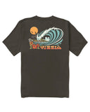 Vissla Breakers Organic Blend Boys Short Sleeve Tee in Phantom charcoal back view showing the relaxed youth silhouette and premium shoulder-to-shoulder seam stitching, sold by Point Break Cambridge local family surf shop at 63 Duke street.