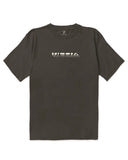 Vissla Breakers Organic Blend Boys Short Sleeve Tee in Phantom charcoal front view showing the comfortable ribbed crew neck and custom chest graphic print, sold by Point Break Cambridge local family surf shop at 63 Duke street.